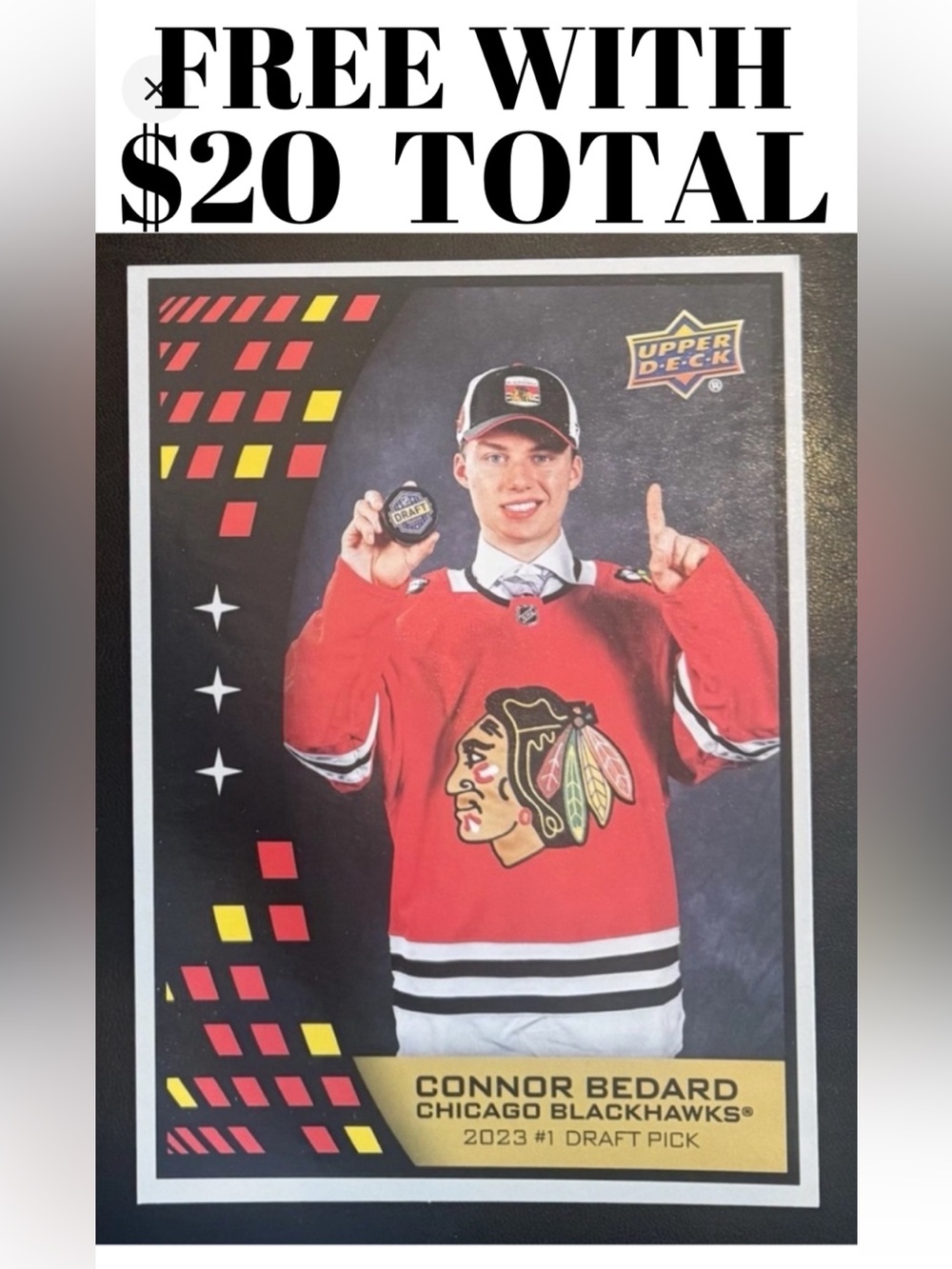 Connor Bedard 2023/24 UpperDeck Blackhawks Jumbo Rookie RC Hockey Card